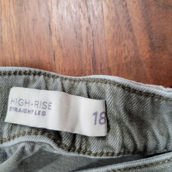 J. Jill Denim High Rise Crop Straight Leg Green Pants Size 18 - Picture 7 of 11